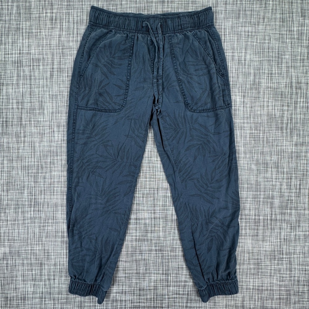 Orvis Women's Joggers Small Blue Tencel Lyocell Tropical Palm Print Drawstring